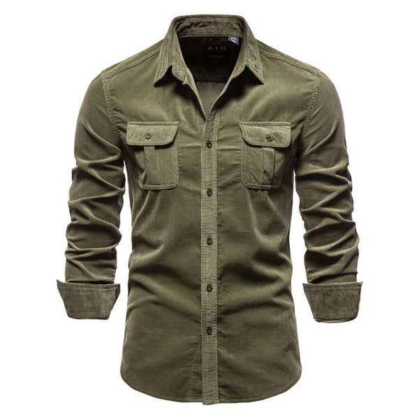 Camisa Azul de Manga Larga para Hombre - Estilo Universitario - Image 3