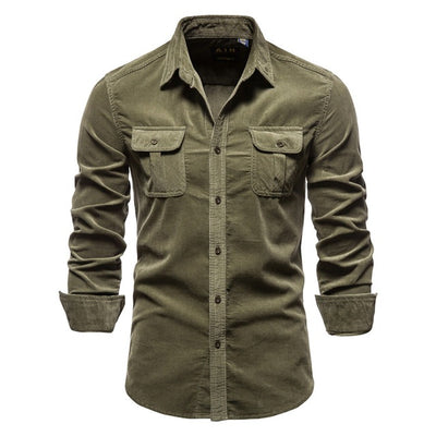Camisa Azul de Manga Larga para Hombre - Estilo Universitario - Image 3