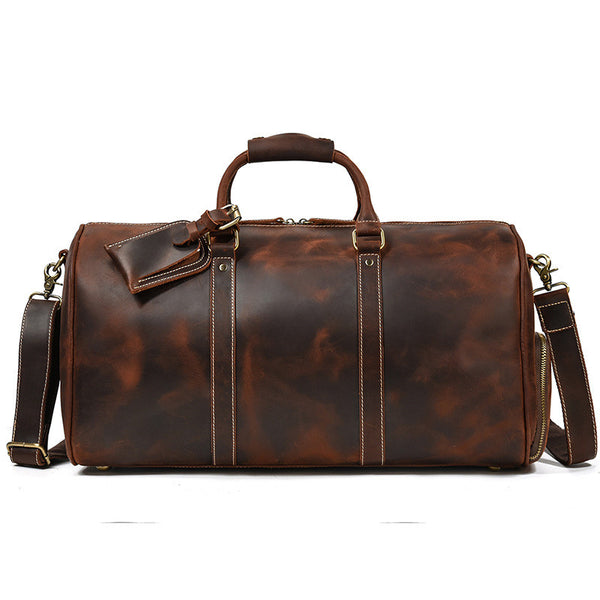 Bolsa de Viaje Cuero Crazy Horse Retro - Maletín Duffel Vintage