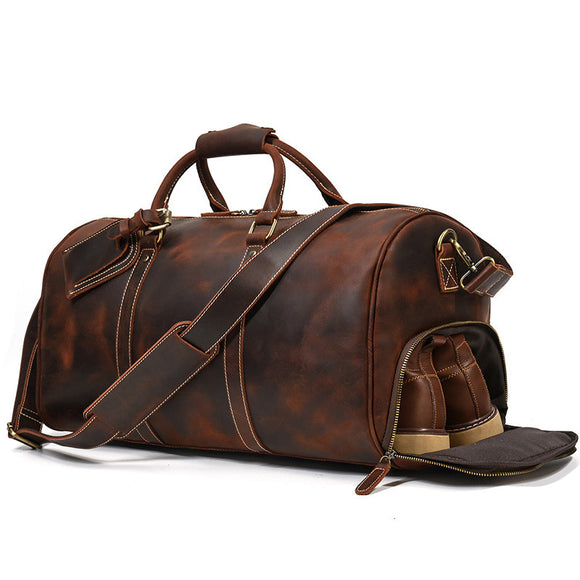 Bolsa de Viaje Cuero Crazy Horse Retro - Maletín Duffel Vintage