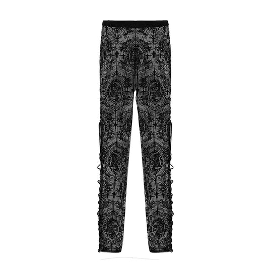 Leggings Góticos de Malla con Cordones Laterales Estilo Europeo - Image 4