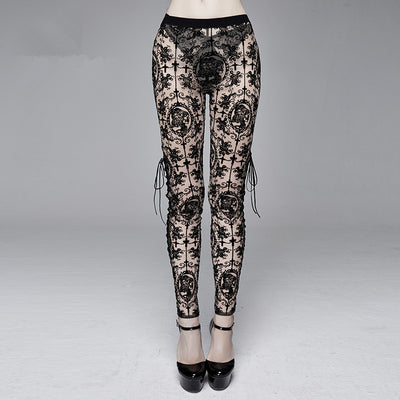 Leggings Góticos de Malla con Cordones Laterales Estilo Europeo - Image 5