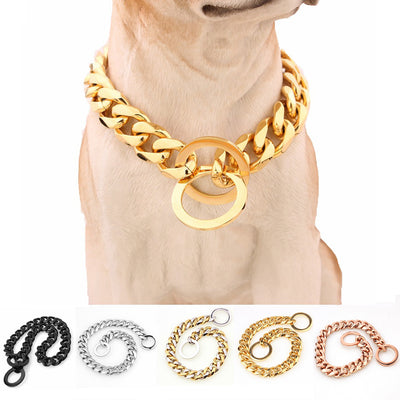 Collar Dos Tonos en Acero Titanio y Oro Pulido - Image 11