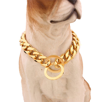 Collar Dos Tonos en Acero Titanio y Oro Pulido - Image 17