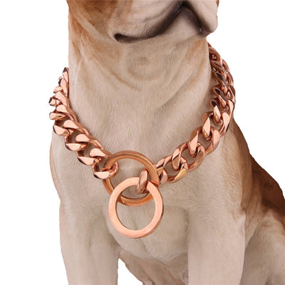 Collar Dos Tonos en Acero Titanio y Oro Pulido - Image 18