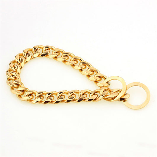 Collar Dos Tonos en Acero Titanio y Oro Pulido - Image 5