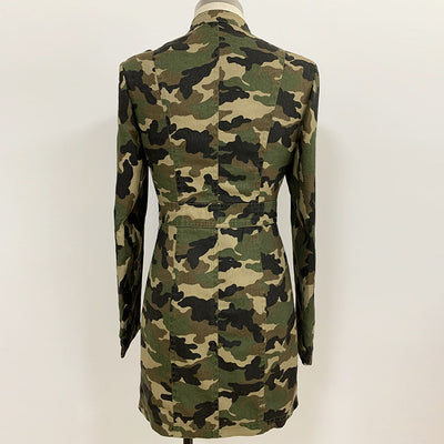 Camisa Vestido Militar con Cadena de Botones Dorados y Cuello Epolet - Image 10