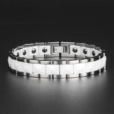 Pulsera Magnética de Cerámica y Acero Inoxidable para Niños Negro y Blanco - Image 22