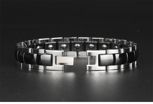 Pulsera Magnética de Cerámica y Acero Inoxidable para Niños Negro y Blanco - Image 16