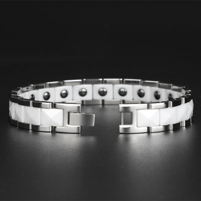 Pulsera Magnética de Cerámica y Acero Inoxidable para Niños Negro y Blanco - Image 14