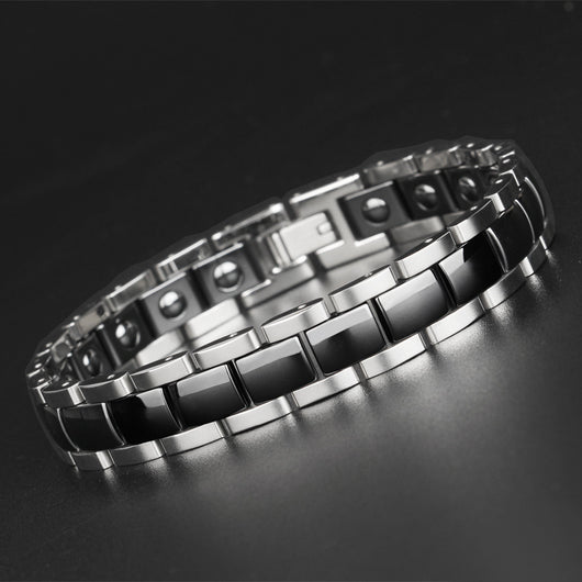 Pulsera Magnética de Cerámica y Acero Inoxidable para Niños Negro y Blanco - Image 15