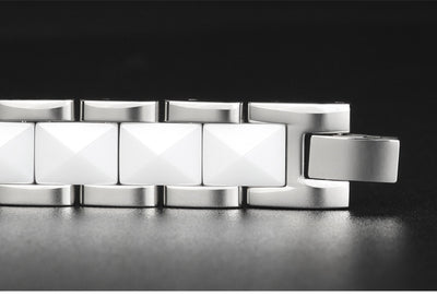 Pulsera Magnética de Cerámica y Acero Inoxidable para Niños Negro y Blanco - Image 19