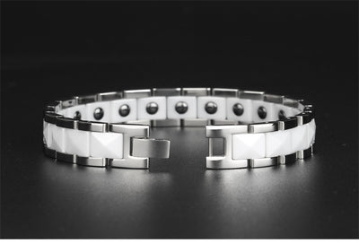 Pulsera Magnética de Cerámica y Acero Inoxidable para Niños Negro y Blanco - Image 20
