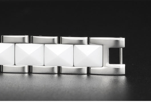 Pulsera Magnética de Cerámica y Acero Inoxidable para Niños Negro y Blanco - Image 18