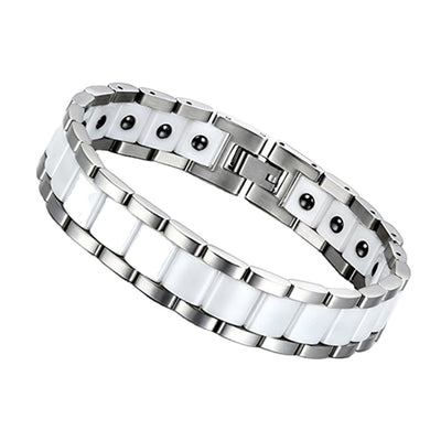 Pulsera Magnética de Cerámica y Acero Inoxidable para Niños Negro y Blanco - Image 21