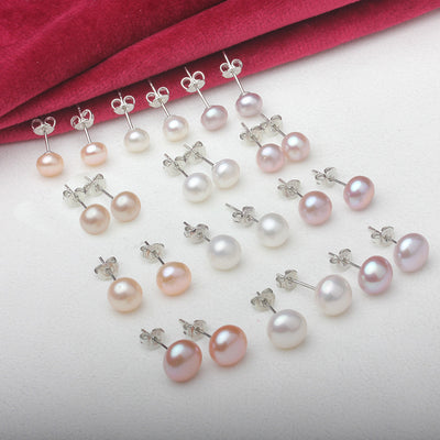 Aretes de Perlas de Agua Dulce 6-12mm en Plata 925 - Image 3