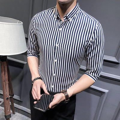 Camisa Casual Slim Fit Hombre con Rayas en Mangas - Estilo Verano - Image 9