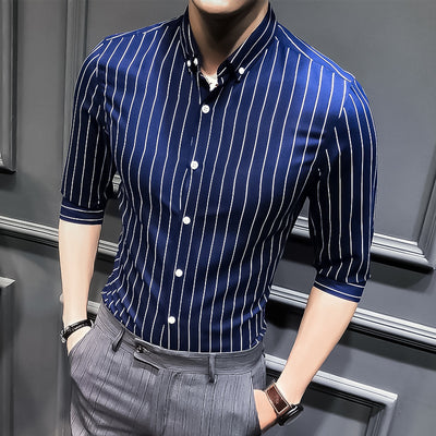 Camisa Casual Slim Fit Hombre con Rayas en Mangas - Estilo Verano - Image 4