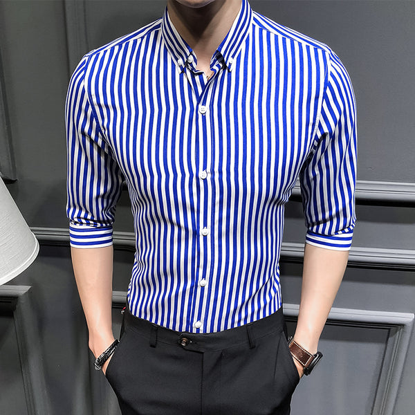 Camisa Casual Slim Fit Hombre con Rayas en Mangas - Estilo Verano