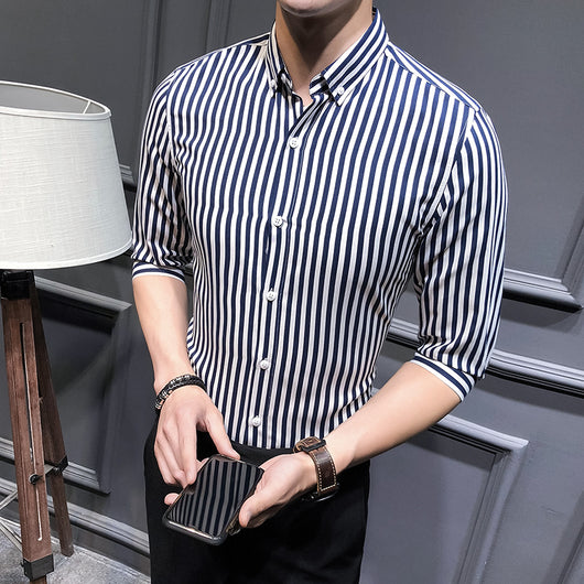 Camisa Casual Slim Fit Hombre con Rayas en Mangas - Estilo Verano - Image 5