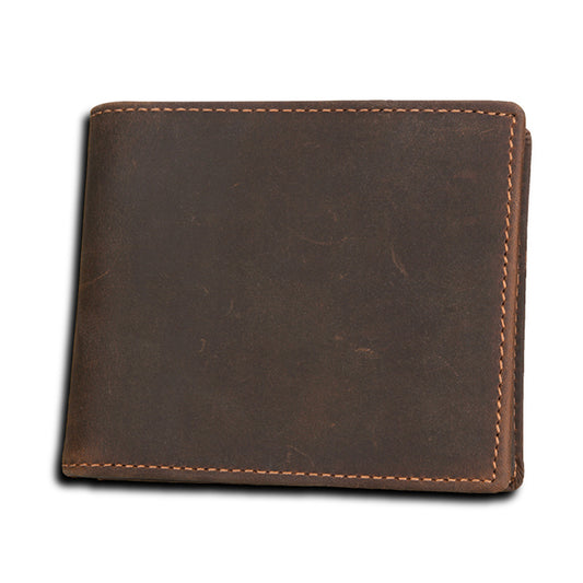 Cartera Corta de Cuero Crazy Horse para Hombre con Protección RFID