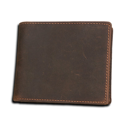 Cartera Corta de Cuero Crazy Horse para Hombre con Protección RFID