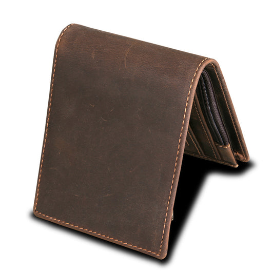 Cartera Corta de Cuero Crazy Horse para Hombre con Protección RFID - Image 3