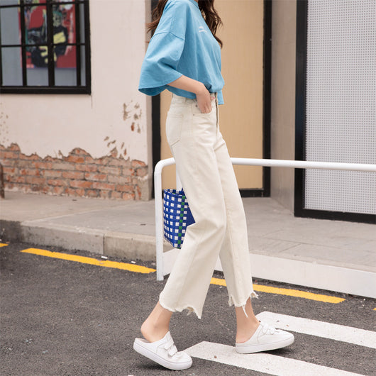 Pantalones Denim Cropped de Cintura Alta Corte Recto - Image 8