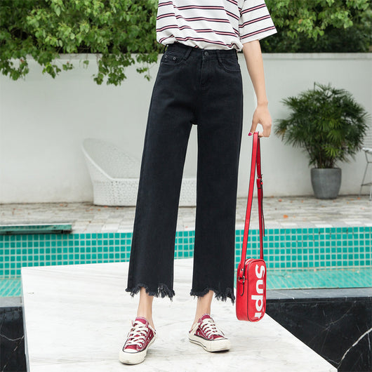 Pantalones Denim Cropped de Cintura Alta Corte Recto - Image 10