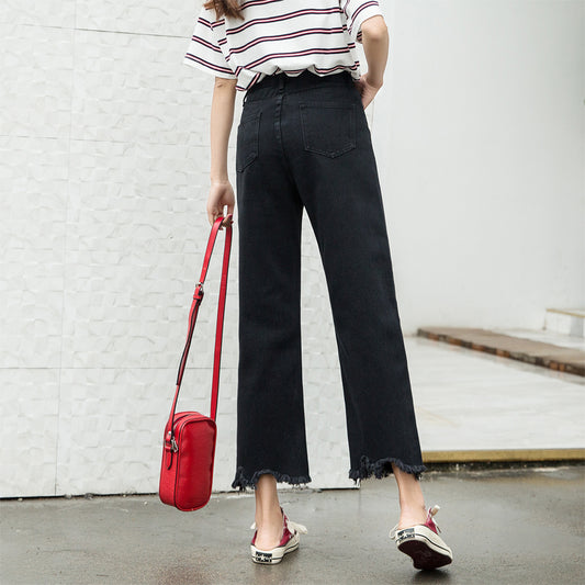 Pantalones Denim Cropped de Cintura Alta Corte Recto - Image 2