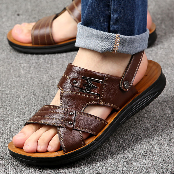 Sandalias de Cuero Casual Antideslizantes para Hombre