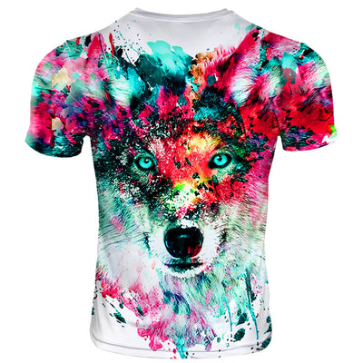 Playera Hombre Cuello Redondo Impresión 3D Cabeza Lobo Zorro - Image 7