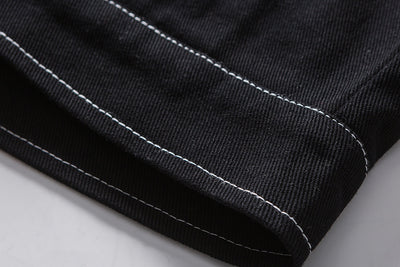 Chaqueta Denim Casual con Costuras Blanco y Negro - Image 11