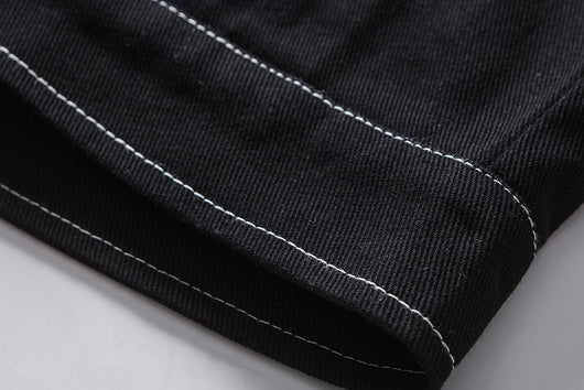 Chaqueta Denim Casual con Costuras Blanco y Negro - Image 11