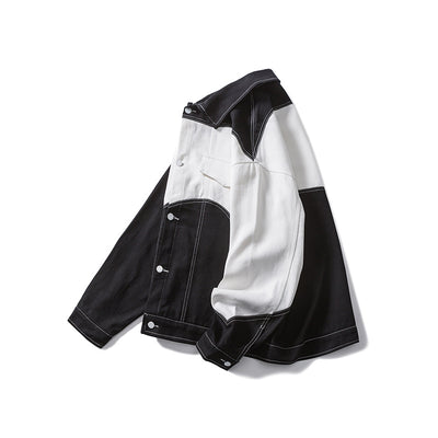 Chaqueta Denim Casual con Costuras Blanco y Negro - Image 6