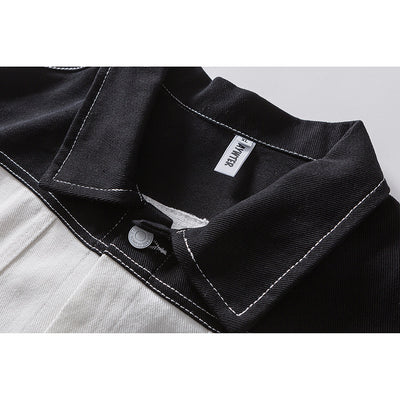 Chaqueta Denim Casual con Costuras Blanco y Negro - Image 2