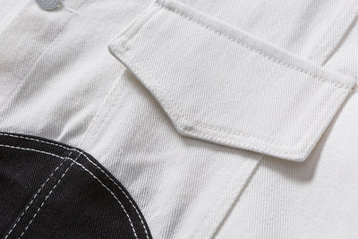 Chaqueta Denim Casual con Costuras Blanco y Negro - Image 4