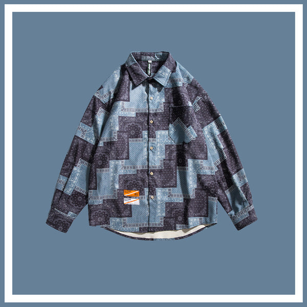 Camisa Suelta Primavera con Logo Bordado Estampado para Hombre