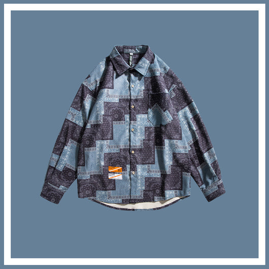 Camisa Suelta Primavera con Logo Bordado Estampado para Hombre