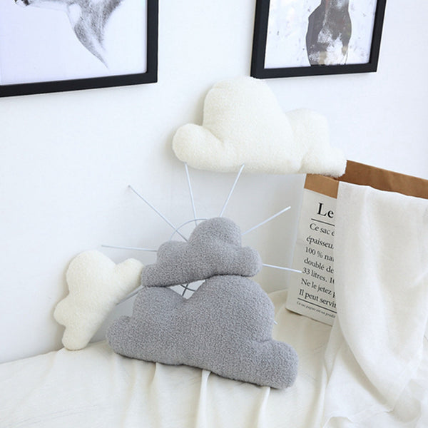 Almohada Nube Suave Gris y Blanca - Peluche Decorativo para Bebé y Habitación Infantil