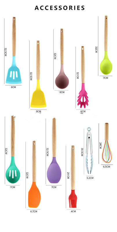 Set de 12 Piezas Cucharas y Palas de Cocina con Mango de Madera - Image 8