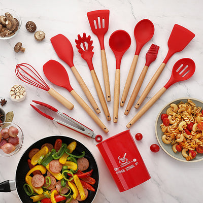 Set de 12 Piezas Cucharas y Palas de Cocina con Mango de Madera - Image 4