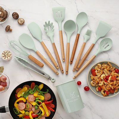 Set de 12 Piezas Cucharas y Palas de Cocina con Mango de Madera - Image 6