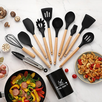 Set de 12 Piezas Cucharas y Palas de Cocina con Mango de Madera - Image 7