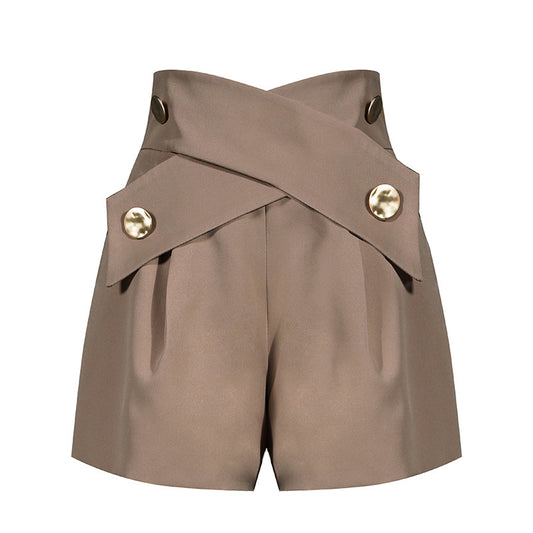 Shorts Talle Alto Slim Pierna Ancha Casual