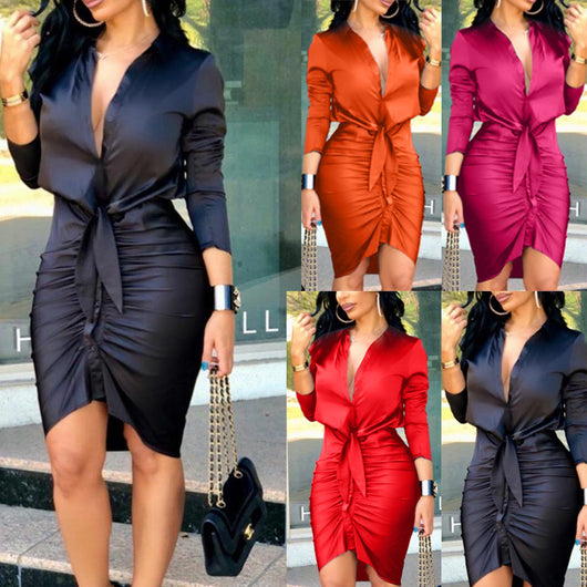 Vestido Midi Elegante con Cordones y Manga Larga - Diseño Sofisticado para Mujer - Image 8