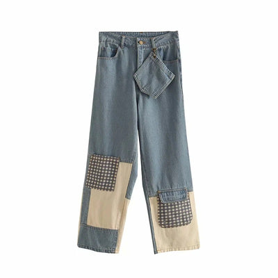 Jeans Retro Cintura Alta Slim Fit con Contraste de Colores - Image 8