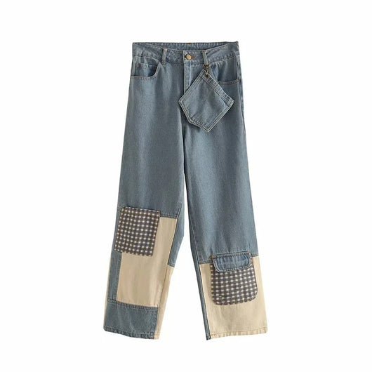 Jeans Retro Cintura Alta Slim Fit con Contraste de Colores - Image 8