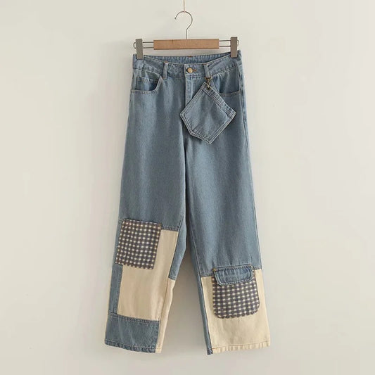 Jeans Retro Cintura Alta Slim Fit con Contraste de Colores