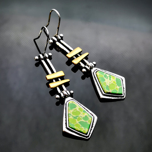 Aretes Largos de Turquesa Auténtica para Mujer